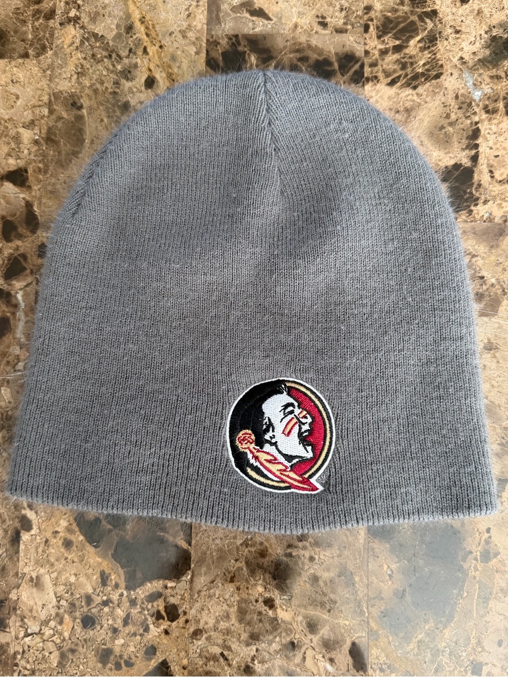 Gray Beanie Hat with Embroidered FSU Logo